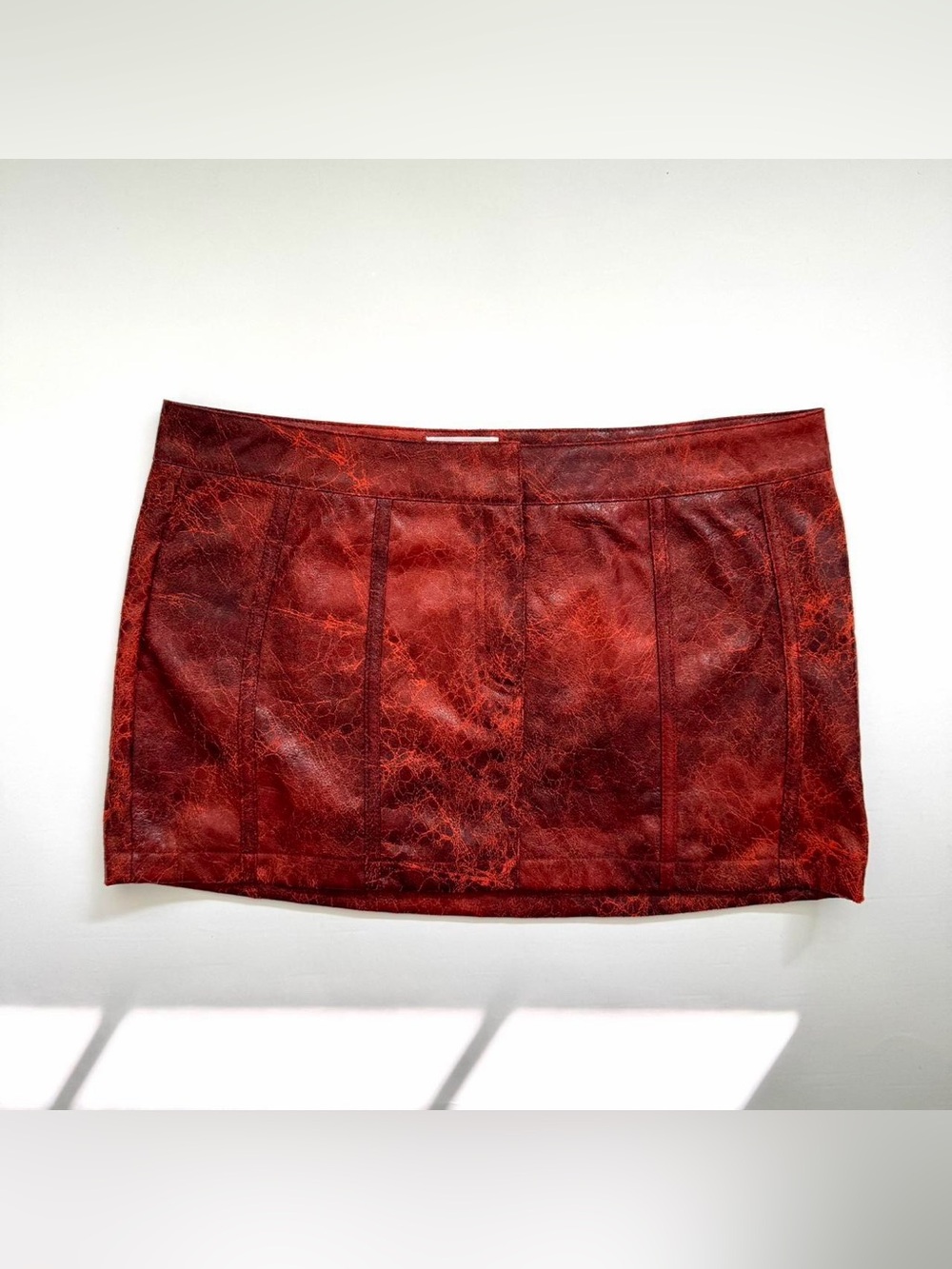 Red Faux Leather Panel Mini Skirt by Superdown Size S